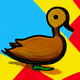 A AI-generated app icon of a duck in red color scheme