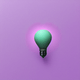 A AI-generated app icon of a bulb in light sea green , lavender blush , sea green , lavender , green color scheme