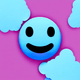 A AI-generated app icon of a winking face in the midd in [] color scheme