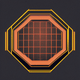 A AI-generated app icon of an octagon shape in apricot , white , red color scheme