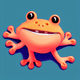 A AI-generated app icon of a frog in red color scheme
