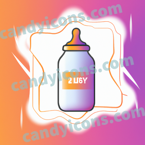 An app icon of A bottle of baby milk in apricot , army green , lily , honey dew color scheme