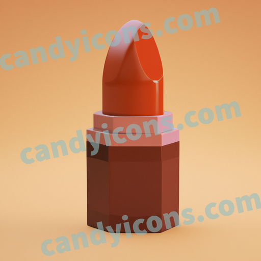 An app icon of A lipstick in sandy brown , amber , scarlet , burnt orange color scheme