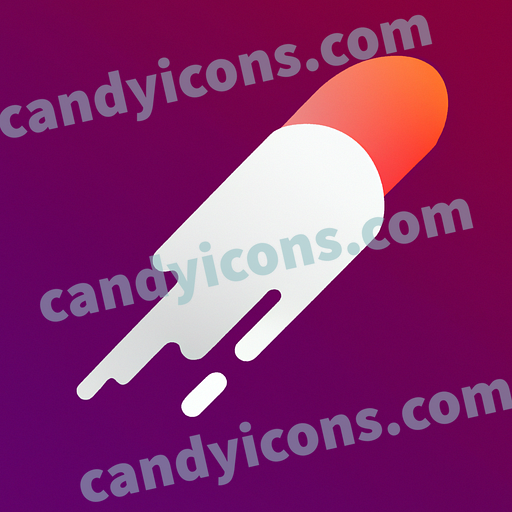 An app icon of A comet in dark red color and light purple color and pastel gray color and rich orange color color scheme