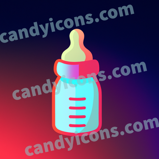 An app icon of A bottle of baby milk in dark red , taupe , medium turquoise , chestnut color scheme