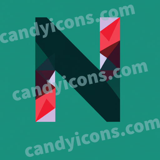 An app icon of A letter N in dark cyan , dark red , green , dark khaki color scheme