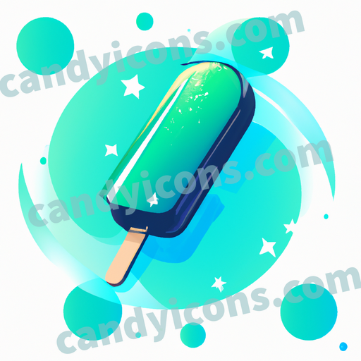 An app icon of An Ice pop in cornflower blue , seafoam green , cornflower , medium turquoise color scheme
