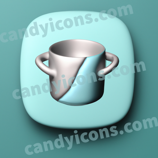 An app icon of A pan in slate , pastel green , white , pastel blue color scheme