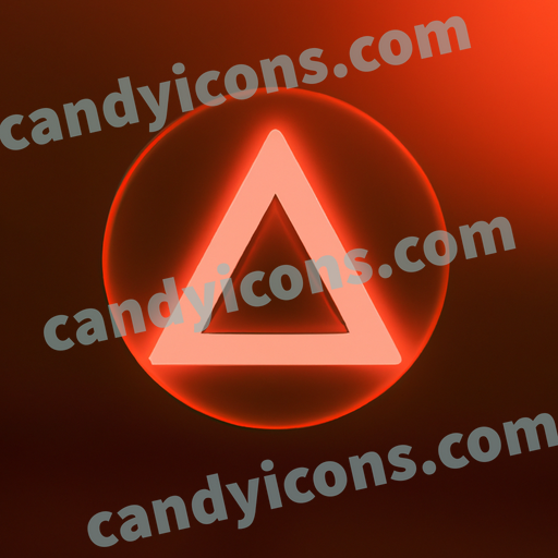 An app icon of A triangle shape in orange red , cinnamon , very peri , pastel red color scheme