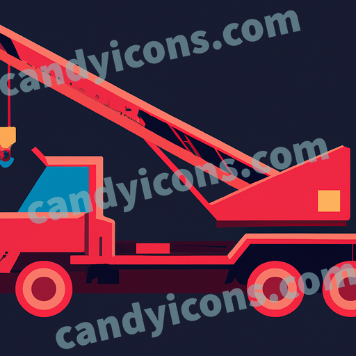 A towering red crane truck  app icon - ai app icon generator - phone app icon - app icon aesthetic
