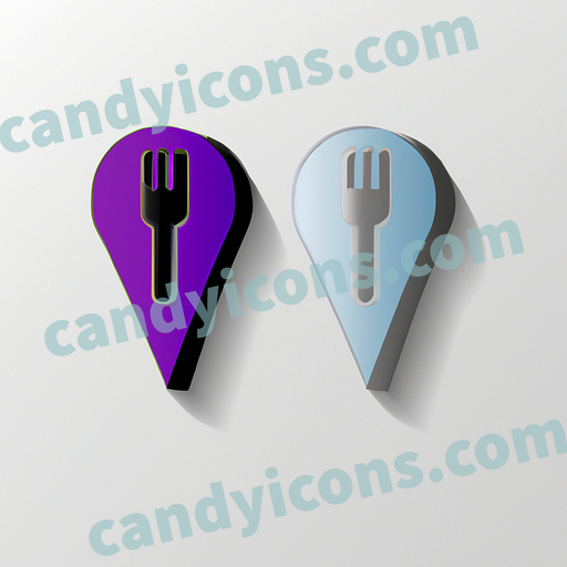 A minimalist map pin with a fork and knife app icon - ai app icon generator - phone app icon - app icon aesthetic