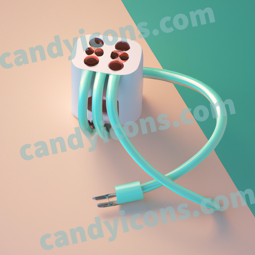 An app icon of Extension cords in light sea green , white , rose gold , turquoise color scheme