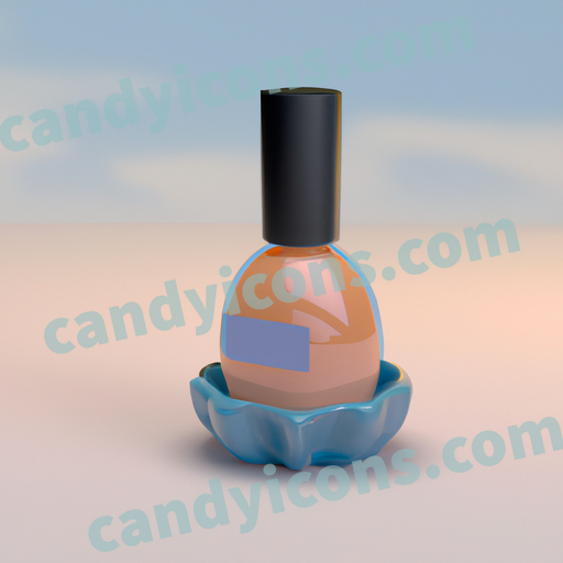 An app icon of A nail polish bottle in whitesmoke , light sky blue , dark orange , rose gold color scheme