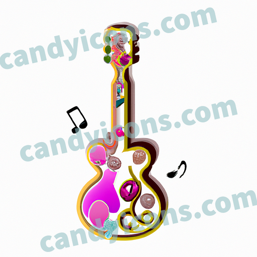 A stylized guitar with curling music notes  app icon - ai app icon generator - phone app icon - app icon aesthetic