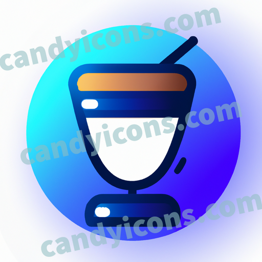 An app icon of A glass of cocktail in saddle brown , ghost white , royal blue , teal color scheme