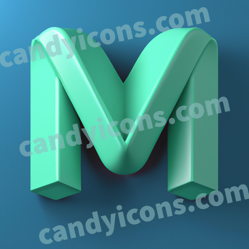 An app icon of A letter M in dark cyan , slate , dark sea green , mint green color scheme