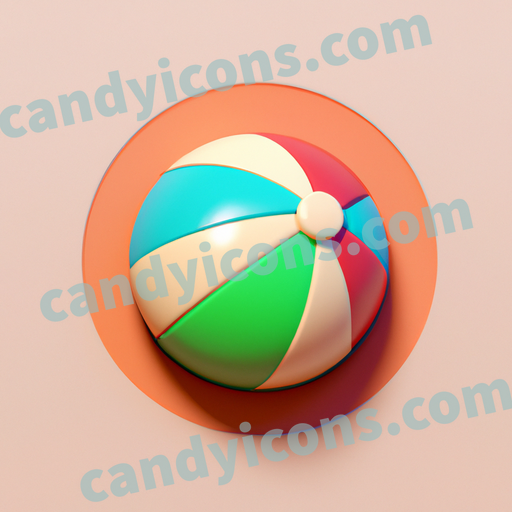 An app icon of A beach ball in orchid , seafoam green , tomato , goldenrod color scheme