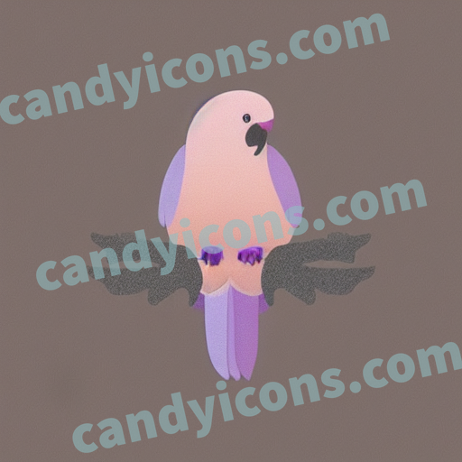 An app icon of A lovebird in off white , lavender blush color scheme