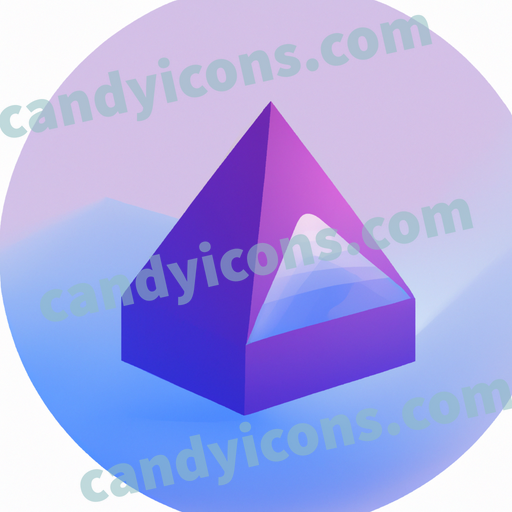 An app icon of A hexagonal pyramid shape in pastel blue , merlot , cornflower blue , serenity color scheme