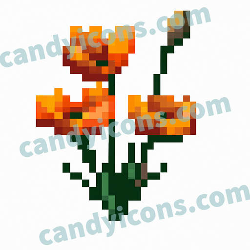 A delicate bunch of orange California poppies  app icon - ai app icon generator - phone app icon - app icon aesthetic