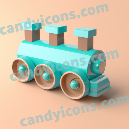 An app icon of A train in peach puff , saddle brown , mint blue , blue green color scheme