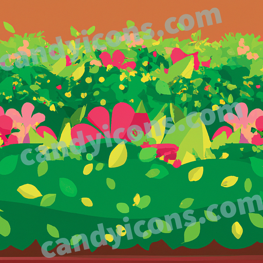 A lush and full hedgerow of flowering shrubs  app icon - ai app icon generator - phone app icon - app icon aesthetic