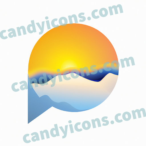 A Circular Speech Bubble Has A Calming Sunrise Mountain Inside app icon - ai app icon generator - phone app icon - app icon aesthetic