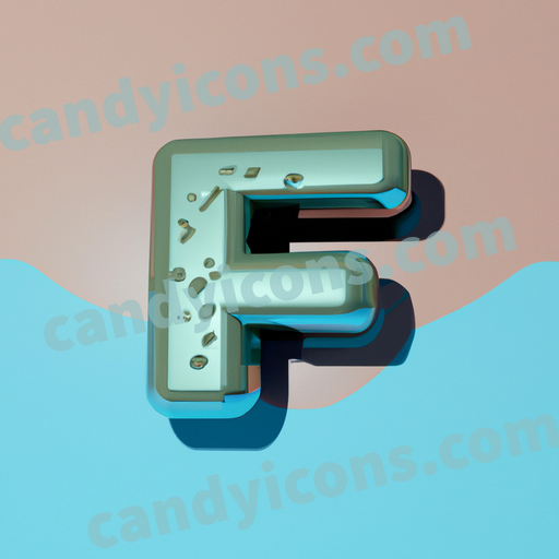 An app icon of A letter F in champagne , tiffany blue , blue green , army green color scheme