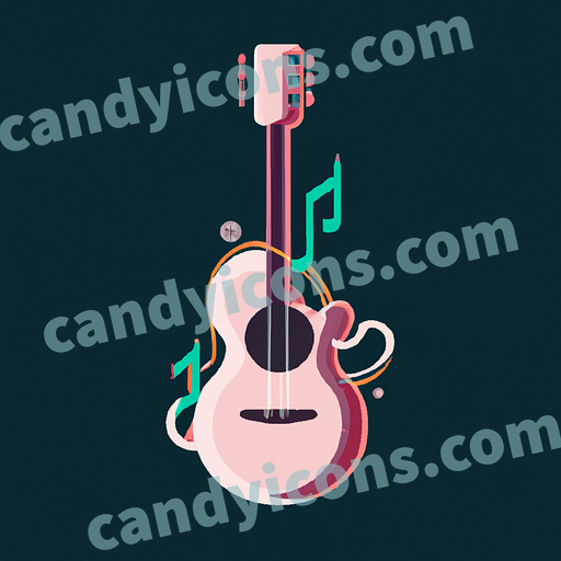 A stylized guitar with curling music notes  app icon - ai app icon generator - phone app icon - app icon aesthetic