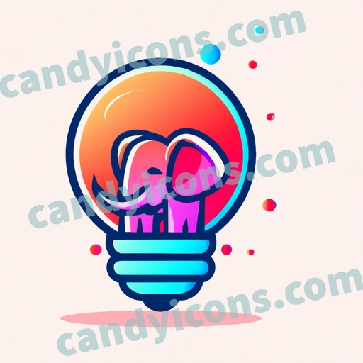 an elephant looking like a light bulb app icon - ai app icon generator - phone app icon - app icon aesthetic