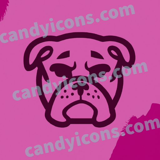 An app icon of A Bulldog in crimson , melon , orange , tiffany blue color scheme