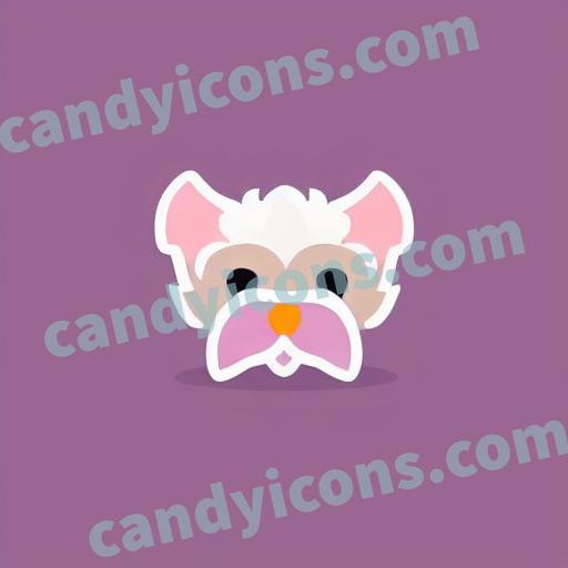 An app icon of A yorkiepoo in white , blush pink color scheme