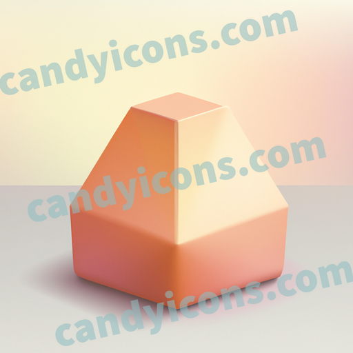 An app icon of A pentagonal pyramid shape in peach , medium purple , rose quartz , orange color scheme