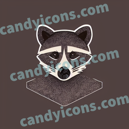 An app icon of A raccoon in jet black , medium slate blue color scheme
