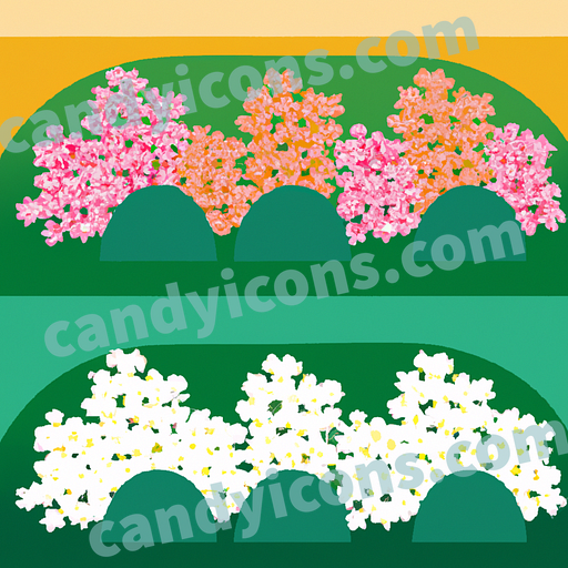 A lush and full hedgerow of flowering shrubs  app icon - ai app icon generator - phone app icon - app icon aesthetic