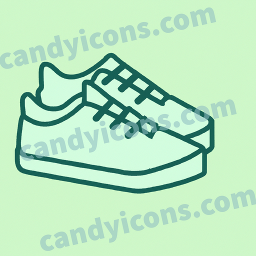 An app icon of A pair of sneakers in light sea green , light green , eggplant , seafoam green color scheme