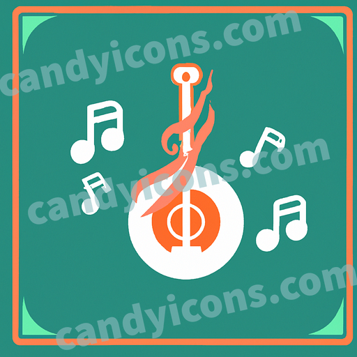 A stylized guitar with curling music notes  app icon - ai app icon generator - phone app icon - app icon aesthetic