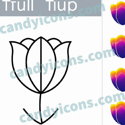 An elegant and symmetrical tulip in bloom  app icon - ai app icon generator - phone app icon - app icon aesthetic