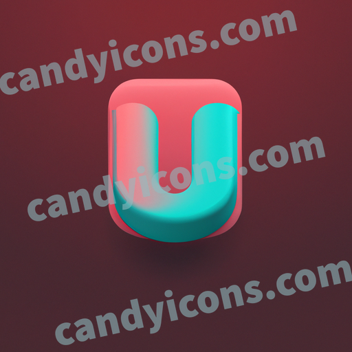An app icon of A letter U in honeysuckle , light grey , pastel red , dark sea green color scheme