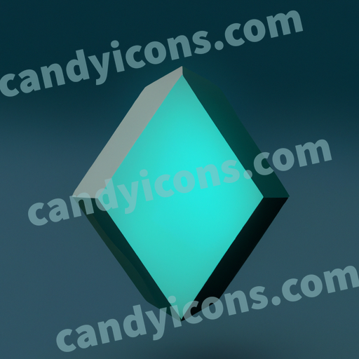 An app icon of A rhombus shape in mint blue , honey dew , navy blue , tan color scheme