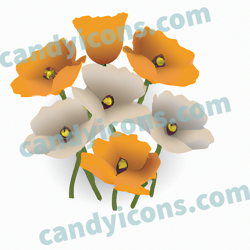 A delicate bunch of orange California poppies  app icon - ai app icon generator - phone app icon - app icon aesthetic
