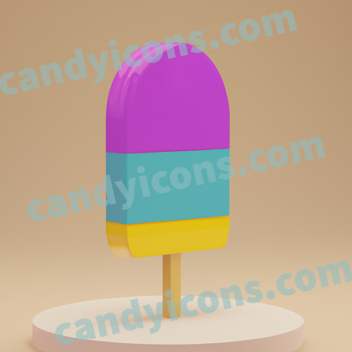 An app icon of An Ice pop in violet , thistle , dusty rose , light yellow color scheme