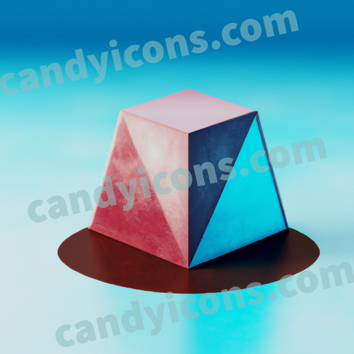 An app icon of A pentagonal pyramid shape in deep sky blue , dusty rose , dark red , pale turquoise color scheme