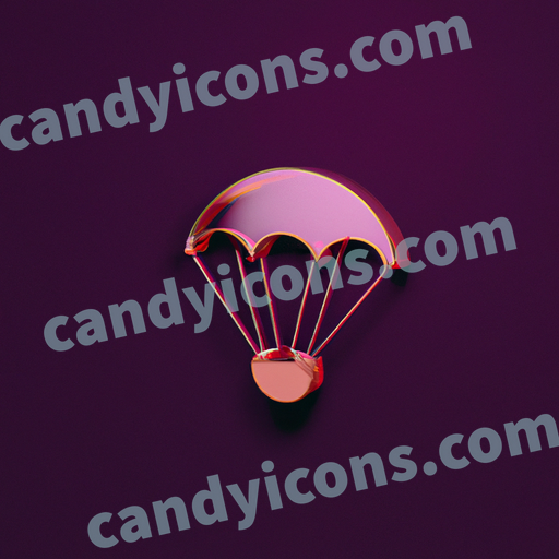 An app icon of A parachute in deep pink , blush pink , cornflower blue , pastel blue color scheme