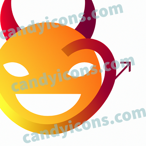 A grinning, devilish smiley face with horns and tail  app icon - ai app icon generator - phone app icon - app icon aesthetic