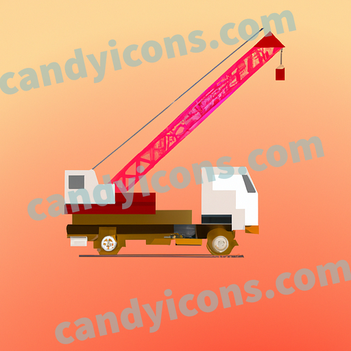 A towering red crane truck  app icon - ai app icon generator - phone app icon - app icon aesthetic