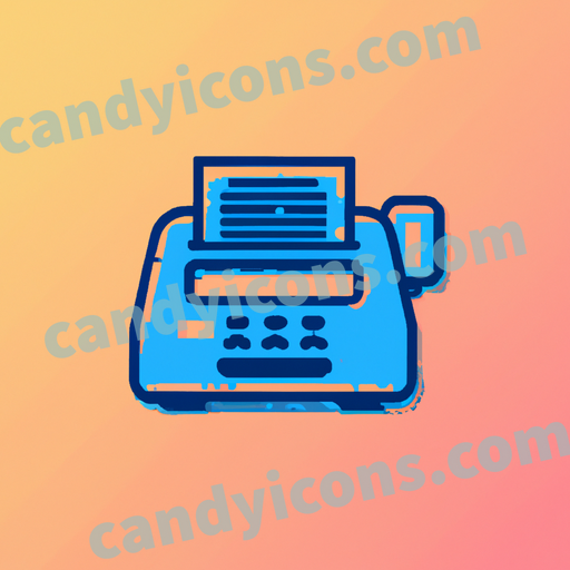 An app icon of Fax machine in dark khaki , alice blue , pastel blue , yellow orange color scheme