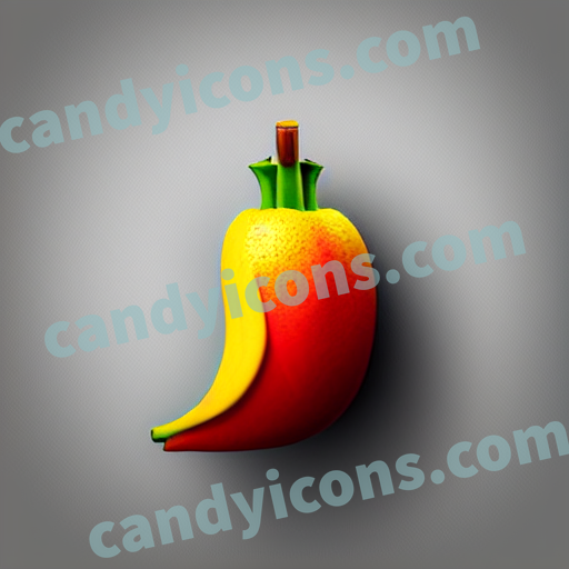An app icon of A banana in orange red , cognac color scheme