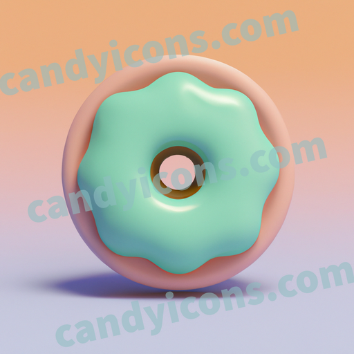 An app icon of A doughnut in army green , light blue , papaya whip , rose gold color scheme
