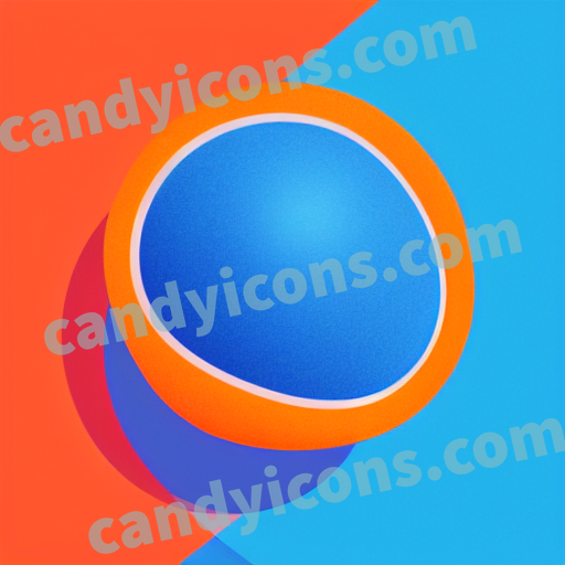 An app icon of A guava in burnt orange , neon blue color scheme